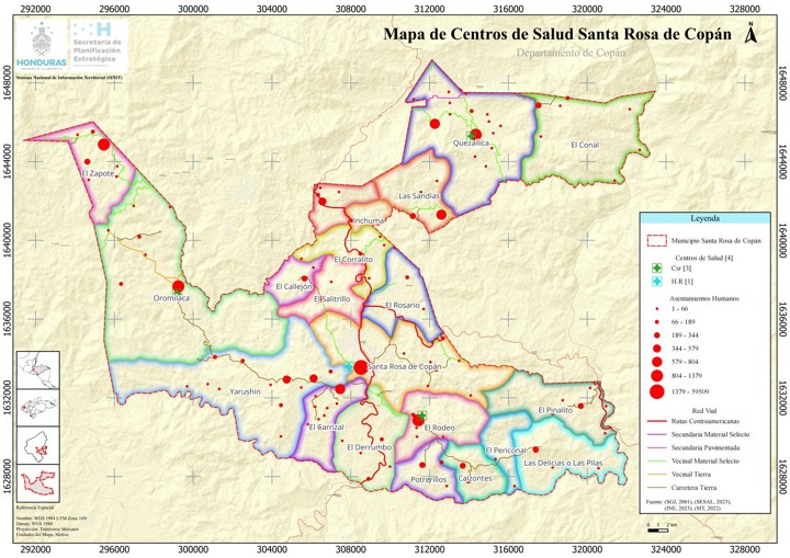 Mapa de Centros de Salud Santa Rosa de Copán