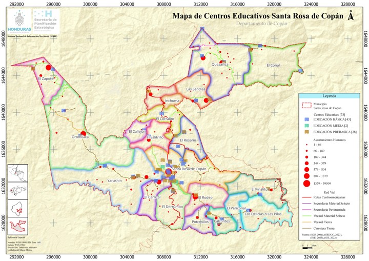 Mapa de Centros Educativos Santa Rosa de Copán