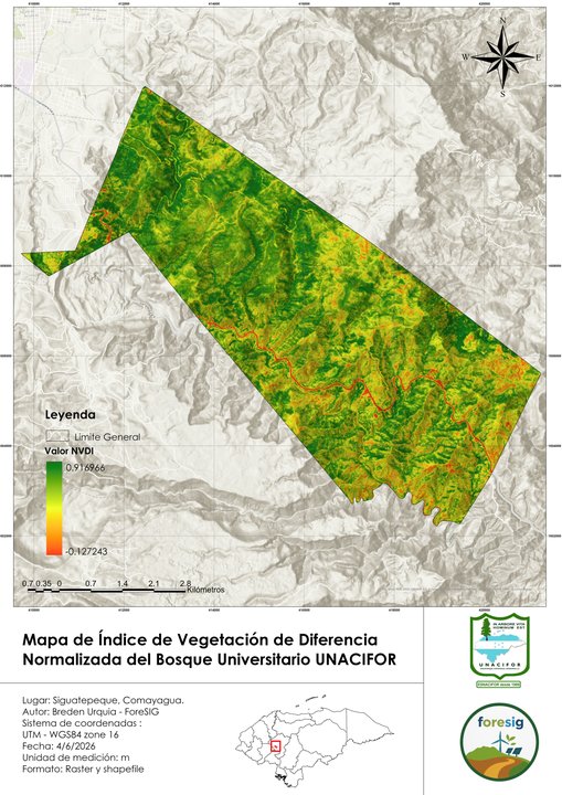 NDVI del Bosque Universitario de UNACIFOR
